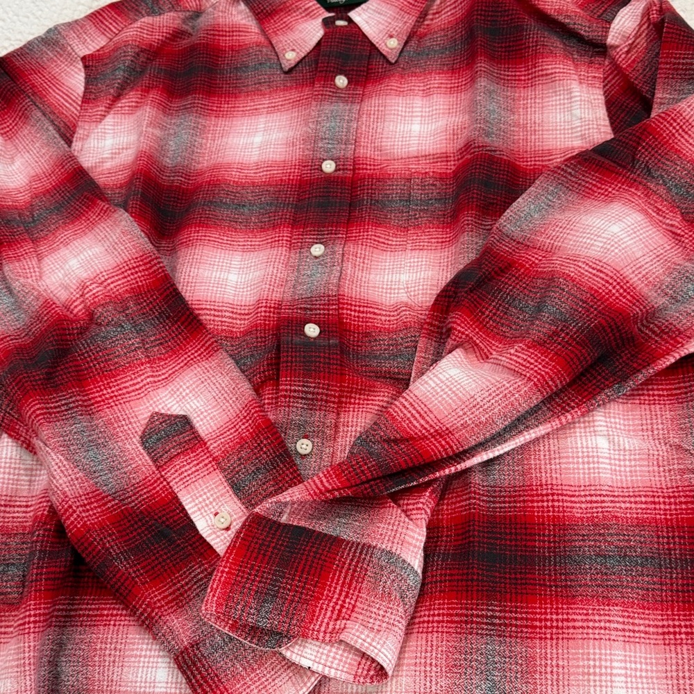 Gitman Bros Red Plaid Flannel Men's Shirt With Pocket , New